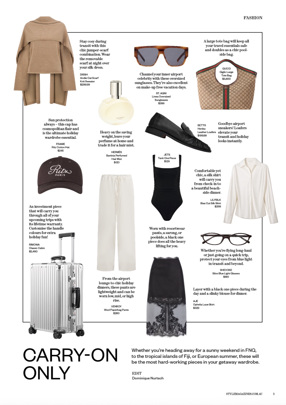 Carry-On Only packing list — Style Magazine edit by Dominique Nurtsch